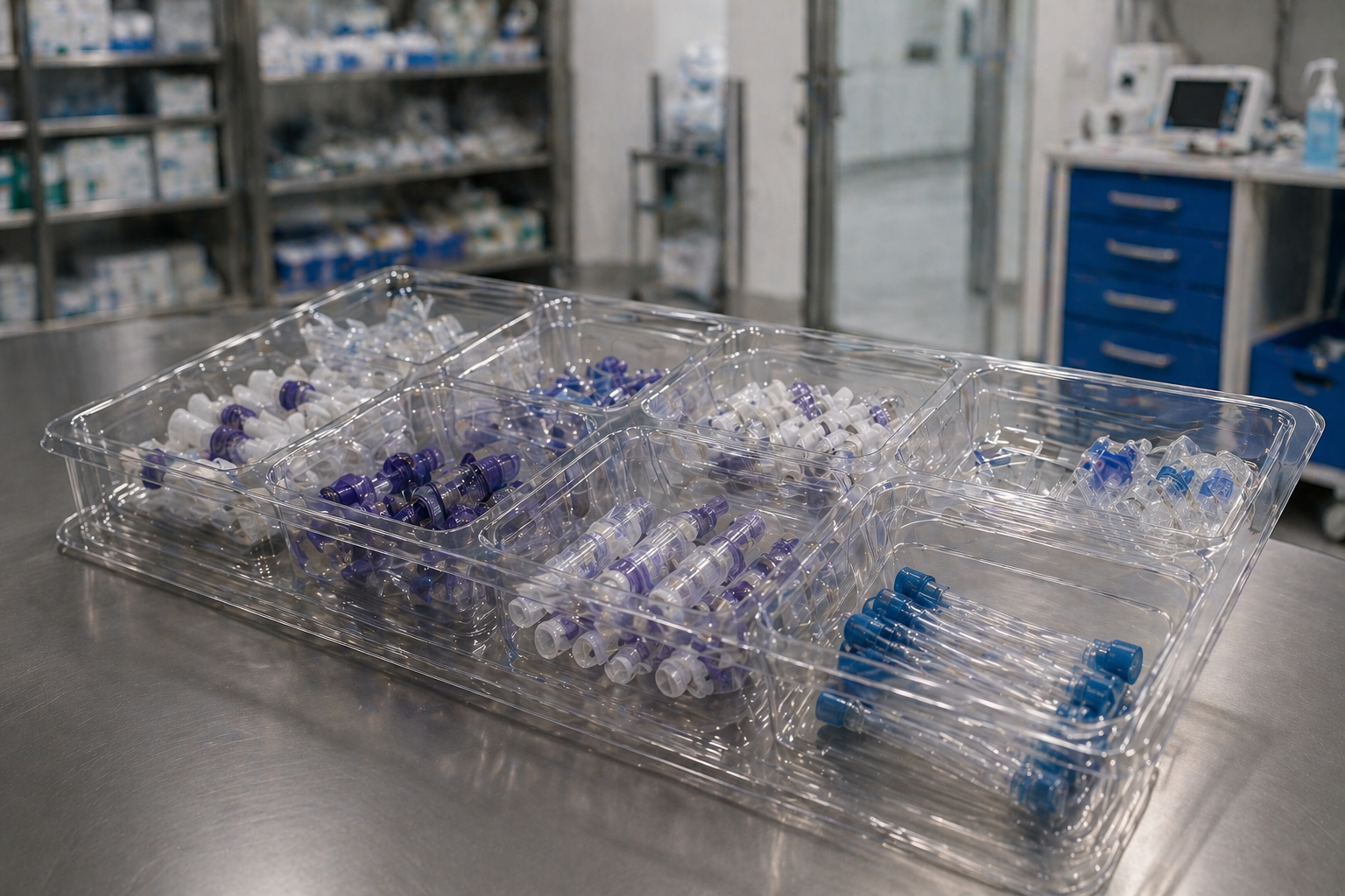 Bandejas de plástico termoformado para productos farmacéuticos en proceso de fabricación en Alcorcón (Madrid)